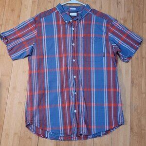 Columbia Plaid Mens L Short Sleeve dress Shirt